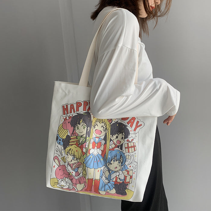 Wholesale New Large Capacity Canvas Bag One Shoulder Handheld Anime Cartoon Student Bag Canvas
