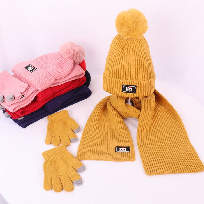 Wholesale Hat Wool Solid Color Warm Scarf Gloves Set JDC-FH-JunC001