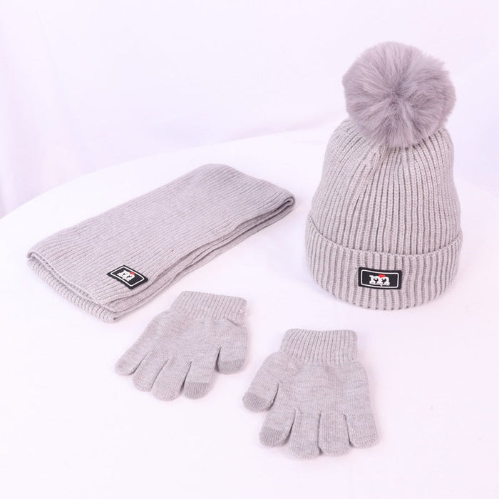 Wholesale Hat Wool Solid Color Warm Scarf Gloves Set JDC-FH-JunC001