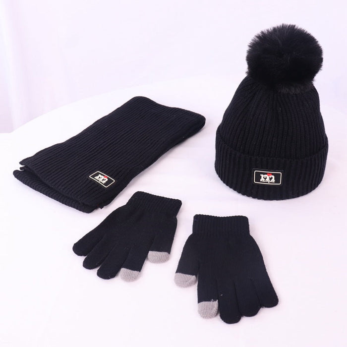 Wholesale Hat Wool Solid Color Warm Scarf Gloves Set JDC-FH-JunC001