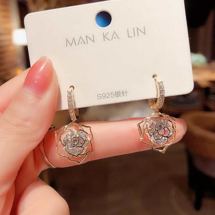 Wholesale Zircon diamond ball copper earrings