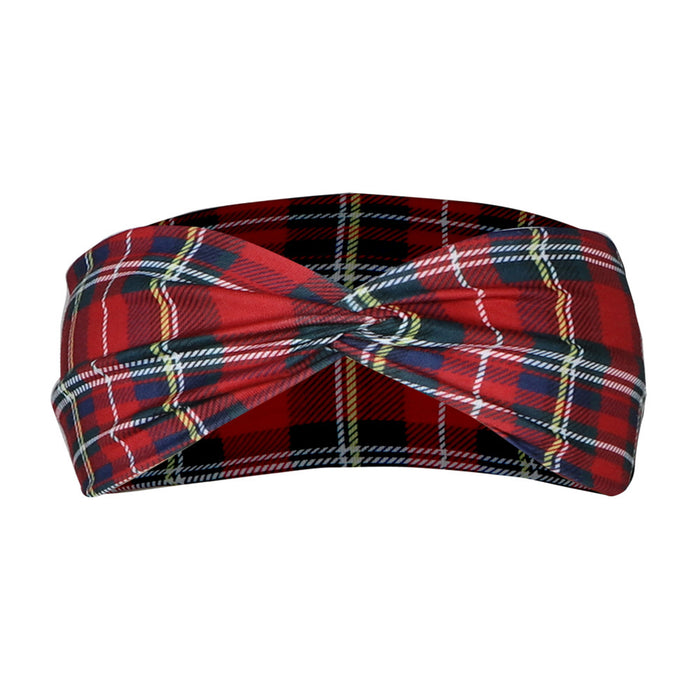 Wholesale Printed Plaid Turban Cross Hairband JDC-HD-Jint004