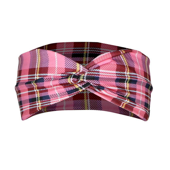 Wholesale Printed Plaid Turban Cross Hairband JDC-HD-Jint004