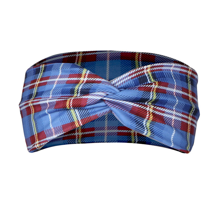 Wholesale Printed Plaid Turban Cross Hairband JDC-HD-Jint004