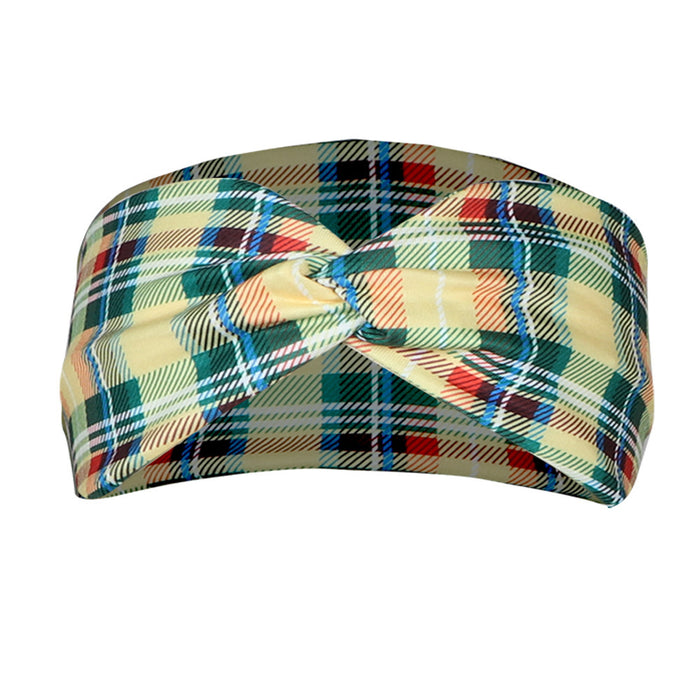 Wholesale Printed Plaid Turban Cross Hairband JDC-HD-Jint004