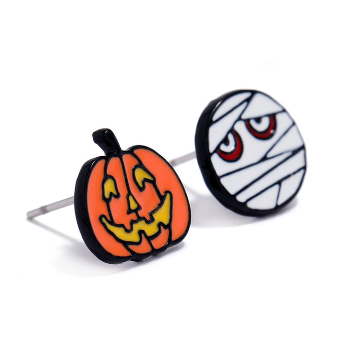 Wholesale Halloween Pumpkin Ghost Spider Alloy Earrings JDC-ES-ManTi002