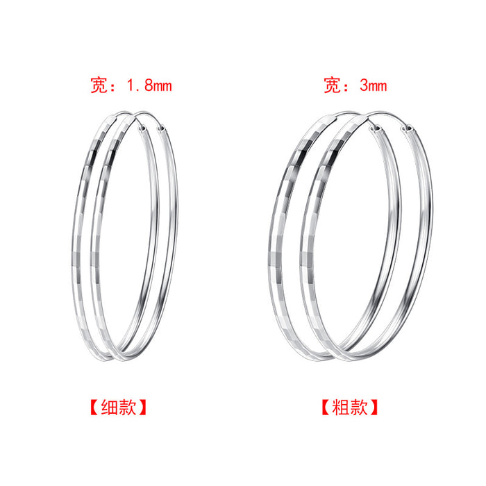 Wholesale Pure silver versatile and high-end circle earrings, fashionable and plain circles, large earrings
