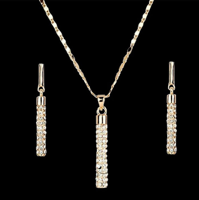 Wholesale  Luxury brick rhinestone full diamond necklace earring set