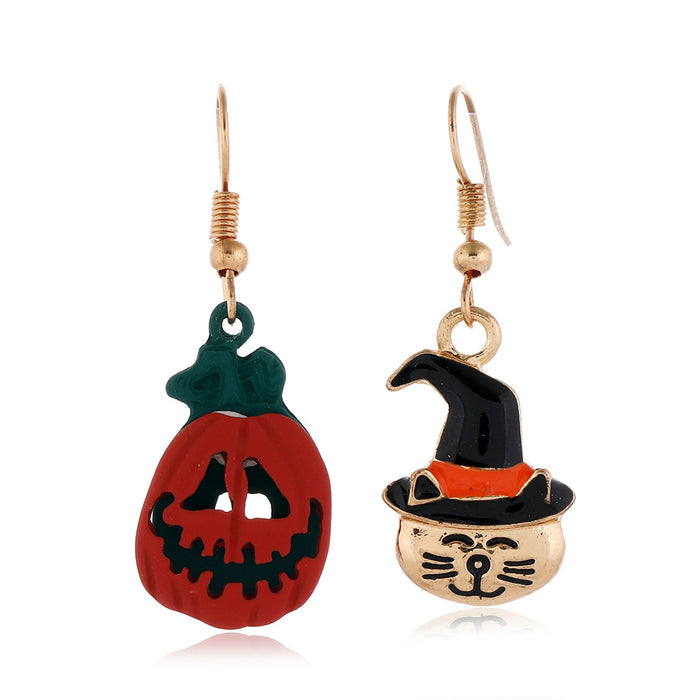 Wholesale Halloween Pumpkin Ghost Spider Alloy Earrings JDC-ES-ManTi002