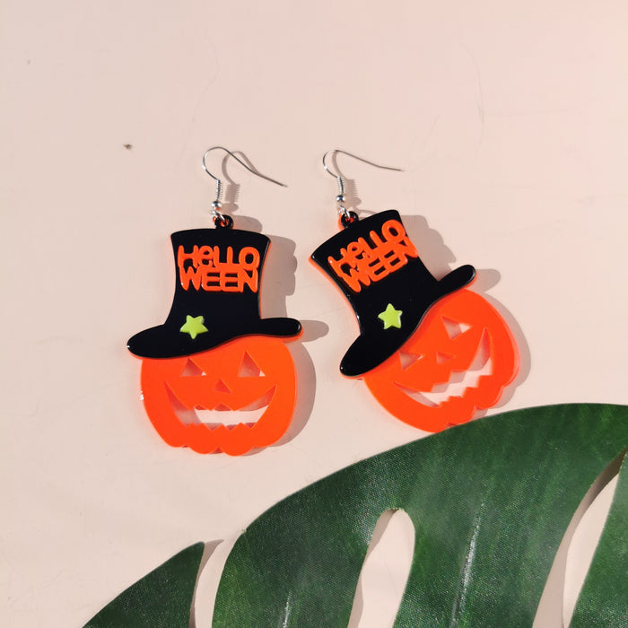 Wholesale Halloween Pumpkin Monster Long Acrylic Earrings JDC-ES-QingM010