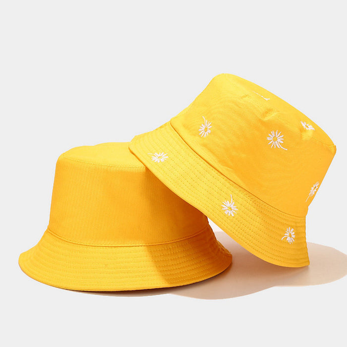 Wholesale Daisy Embroidered Double-Sided Fisherman Hat Sun Protection Hat
