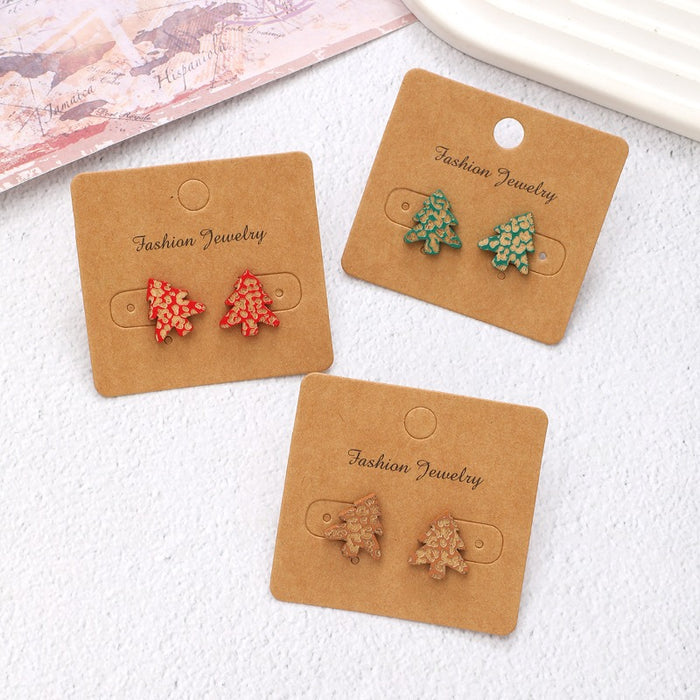 Wholesale Christmas wood carving leopard cute earrings JDC-ES-YiTian012