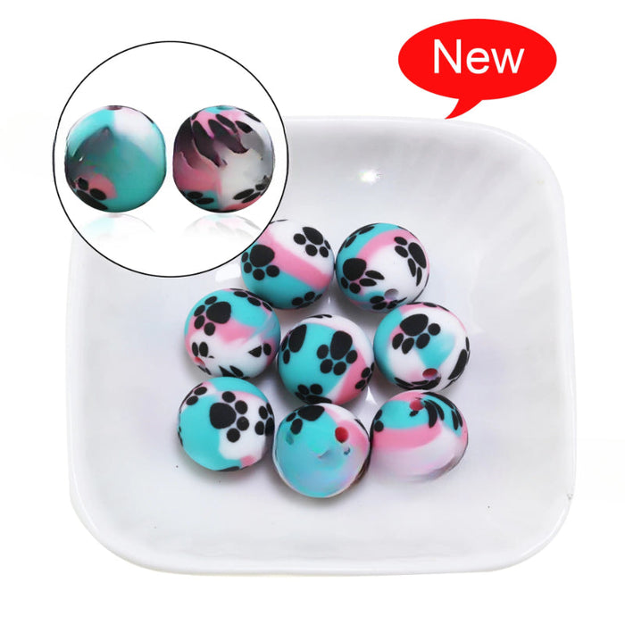 Wholesale 50PCS/PACK Leopard Print Water Transfer Silicone Beads JDC-BDS-HongZhou014