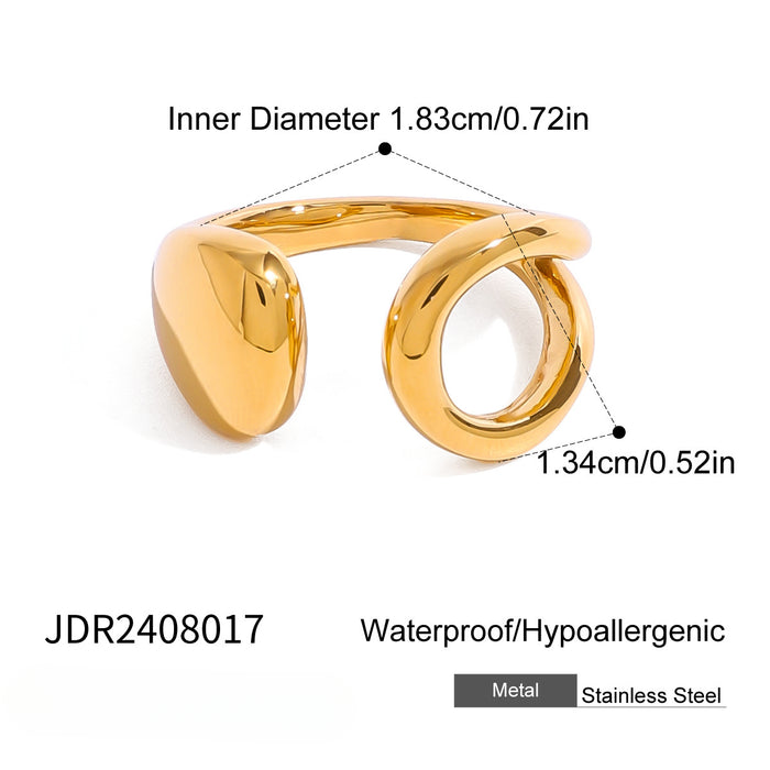 Wholesale Stainless Steel 18k Gold Ring Open Hollow Irregular Ring JDC-RS-JD095