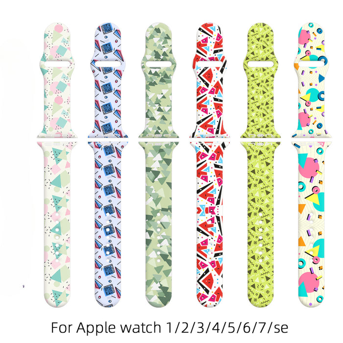 Wholesale Silicone Geometric Print Printed Watch Strap JDC-WD-NuoQi095