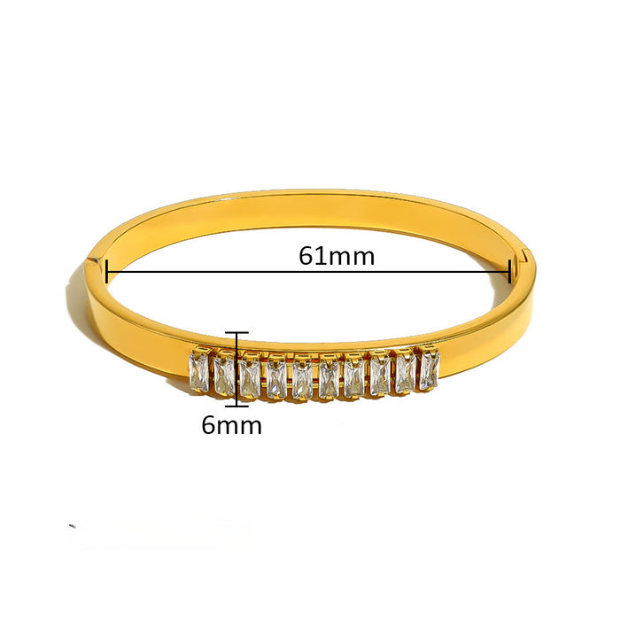 Wholesale Titanium Steel 18K Gold Plated Zircon Eight-pointed Star Flower Buckle Bracelet JDC-BT-ChengBing001