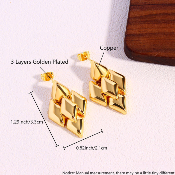 Wholesale Copper Gold Plated Metal Glossy Geometric Oval Earrings JDC-ES-BaiTian014