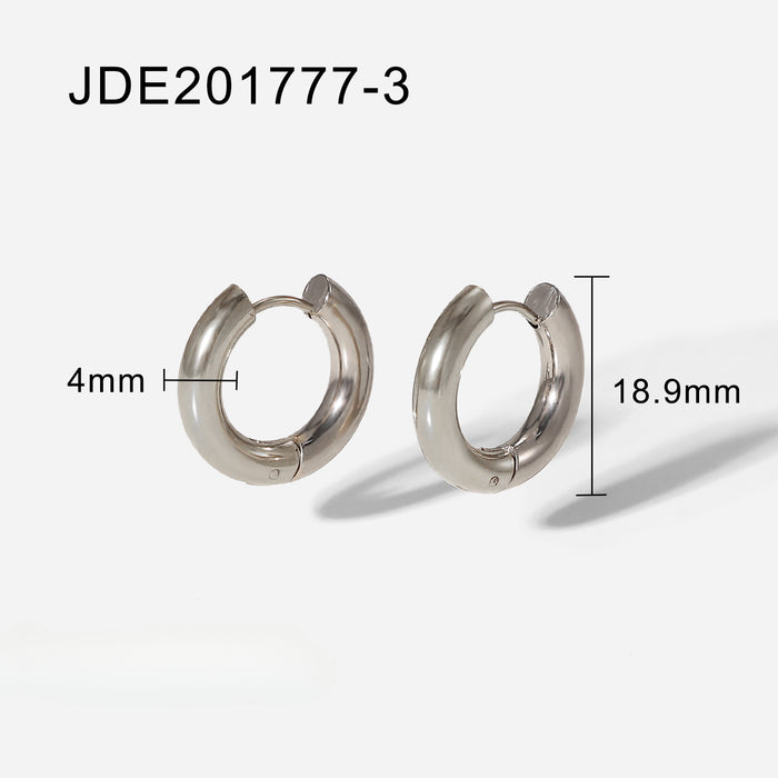 Wholesale Simple 18k Gold Plated Stainless Steel Hoop Earrings JDC-ES-JD345