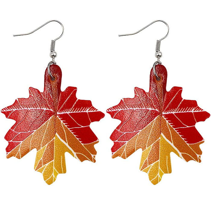 Wholesale Leather Earrings Autumn Pumpkin Maple Leaf Thanksgiving Turkey Leather Earrings  Holiday Earrings