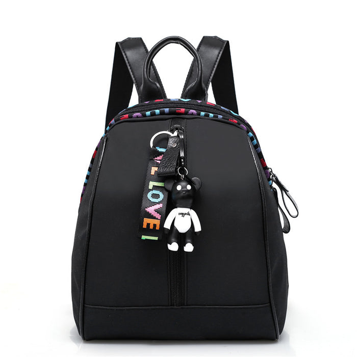Wholesale Oxford cloth backpack new fashion ribbon solid color double back backpack