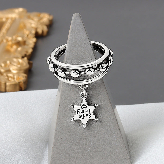 Wholesale Retro Six Pointed Star Letter Ring Fashion Jewelry Accessory Boutique Resale Gift