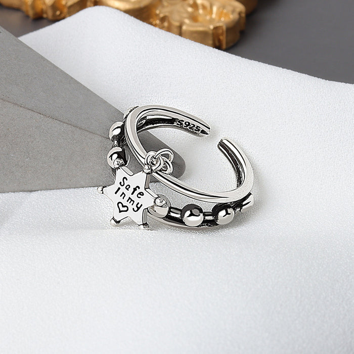 Wholesale Retro Six Pointed Star Letter Ring Fashion Jewelry Accessory Boutique Resale Gift
