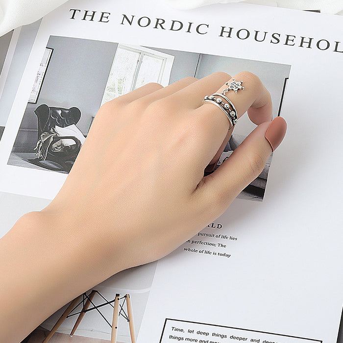 Wholesale Retro Six Pointed Star Letter Ring Fashion Jewelry Accessory Boutique Resale Gift