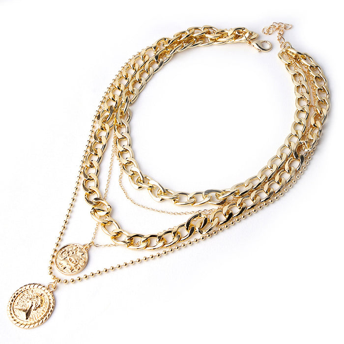 Wholesale Multi-Layer Sun Pendant Necklace Gold Alloy Trendy Fashion Accessory