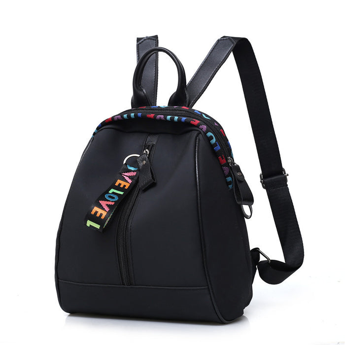 Wholesale Oxford cloth backpack new fashion ribbon solid color double back backpack