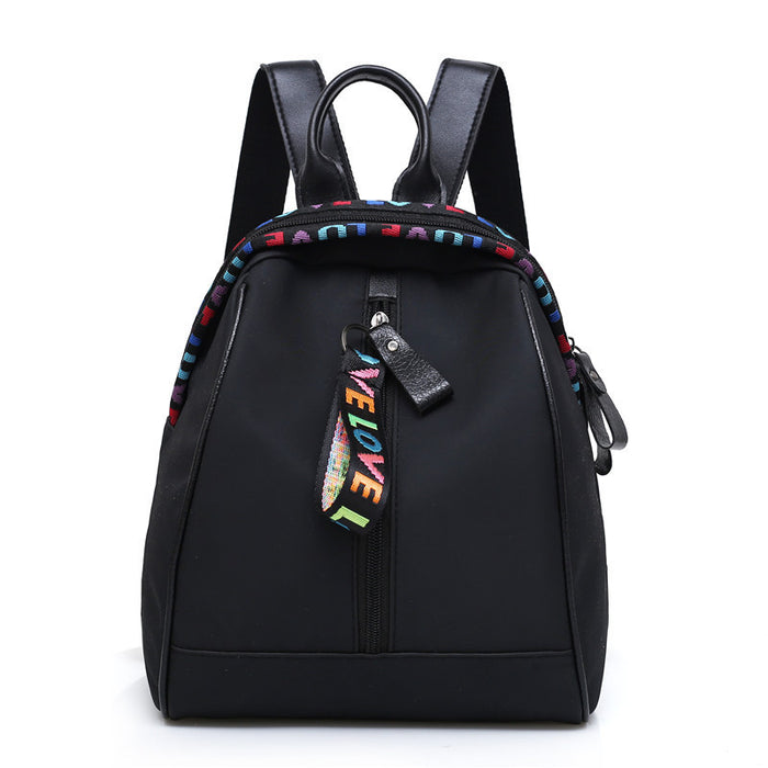 Wholesale Oxford cloth backpack new fashion ribbon solid color double back backpack