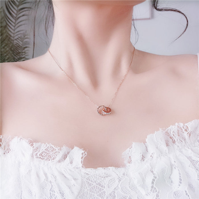 Wholesale Diamond studded titanium steel necklace for women's geometric personality, versatile collarbone chain, new accessory