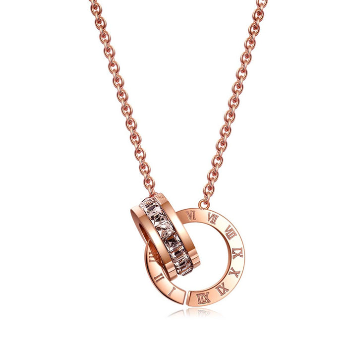 Wholesale Diamond studded titanium steel necklace for women's geometric personality, versatile collarbone chain, new accessory