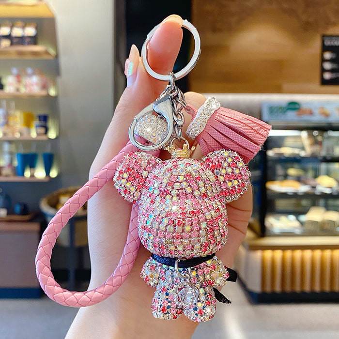 Wholesale Rhinestone Bear Keychain JDC-KC-BaiM077