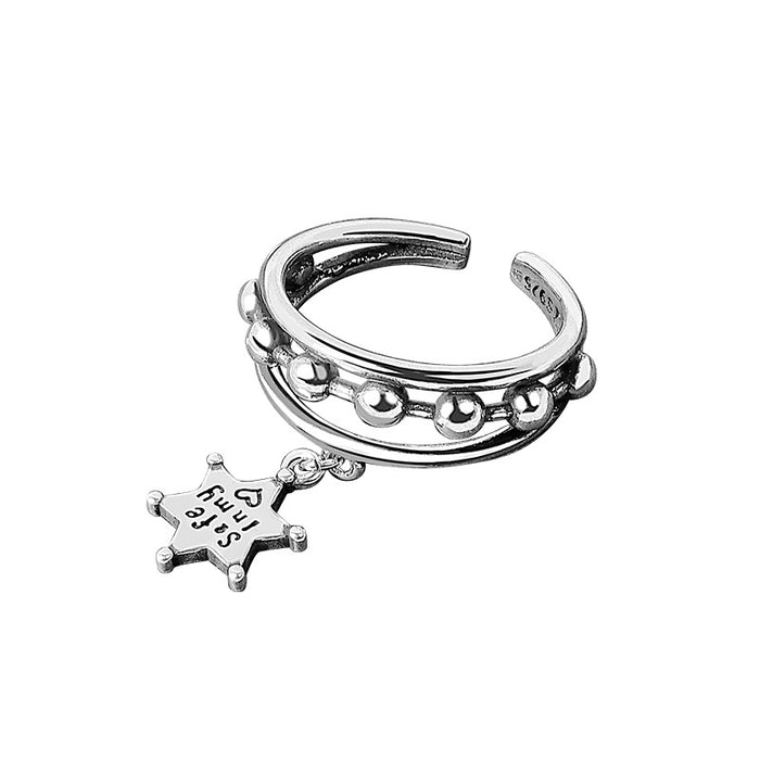 Wholesale Retro Six Pointed Star Letter Ring Fashion Jewelry Accessory Boutique Resale Gift