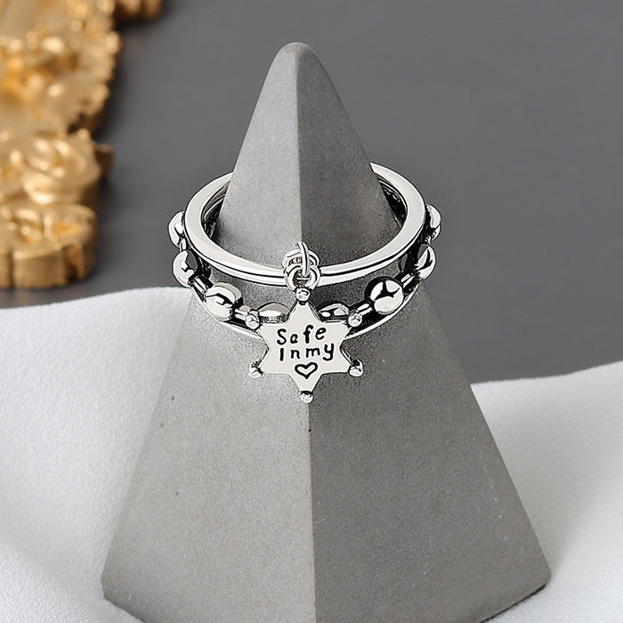 Wholesale Retro Six Pointed Star Letter Ring Fashion Jewelry Accessory Boutique Resale Gift