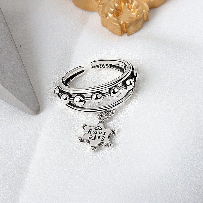 Wholesale Retro Six Pointed Star Letter Ring Fashion Jewelry Accessory Boutique Resale Gift