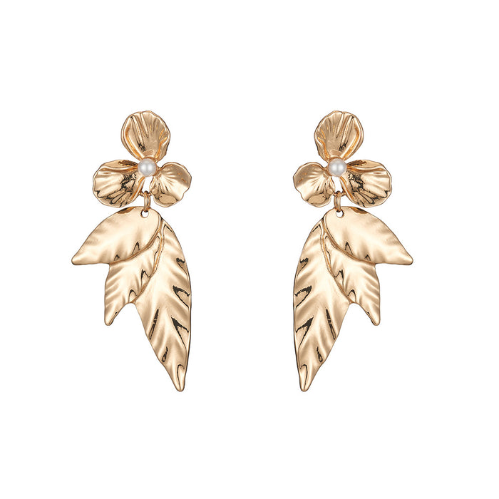 Wholesale Earrings Alloy Exaggerated Long Leaves MOQ≥2 JDC-ES-JUYAO010