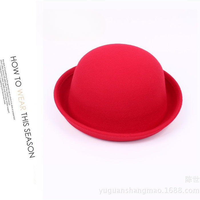 Wholesale Autumn and Winter Fashion Imitation Wool Shaped Small Round Hat British Retro Small Hat Round Top Hat Men and Women JDC-FH-DG001