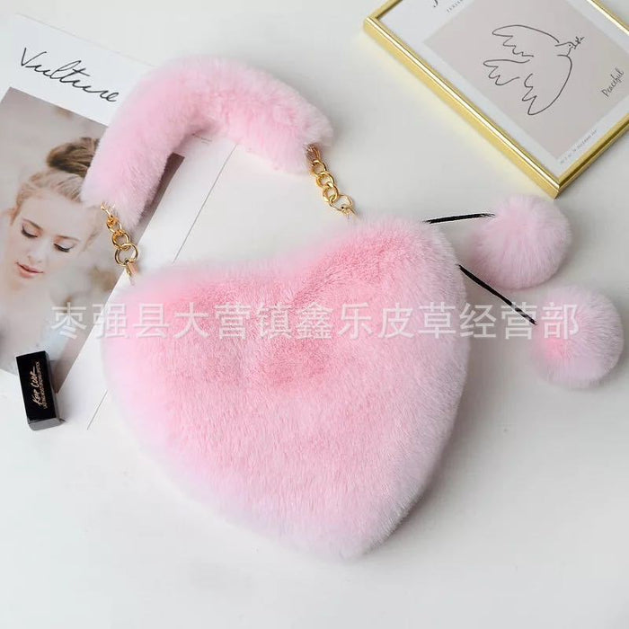 Wholesale of new plush chain Valentine's Day peach heart bags  JDC-SD-XinLe002