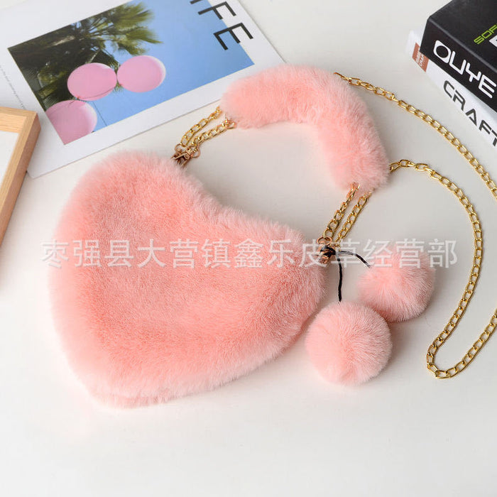 Wholesale of new plush chain Valentine's Day peach heart bags  JDC-SD-XinLe002