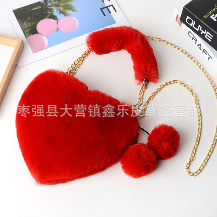 Wholesale of new plush chain Valentine's Day peach heart bags  JDC-SD-XinLe002