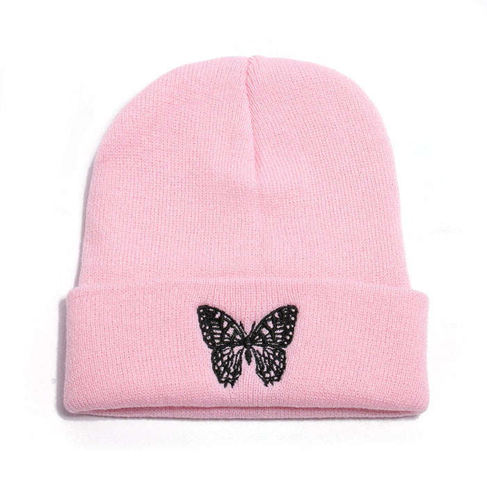 Wholesale Hat Yarn Butterfly Print Knitted Hat JDC-FH-YuanB008