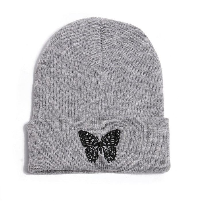 Wholesale Hat Yarn Butterfly Print Knitted Hat JDC-FH-YuanB008