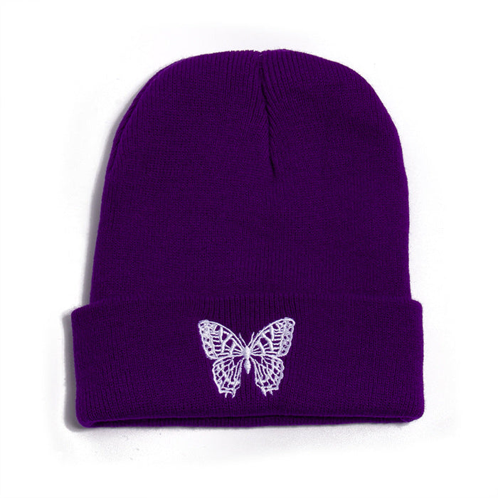 Wholesale Hat Yarn Butterfly Print Knitted Hat JDC-FH-YuanB008