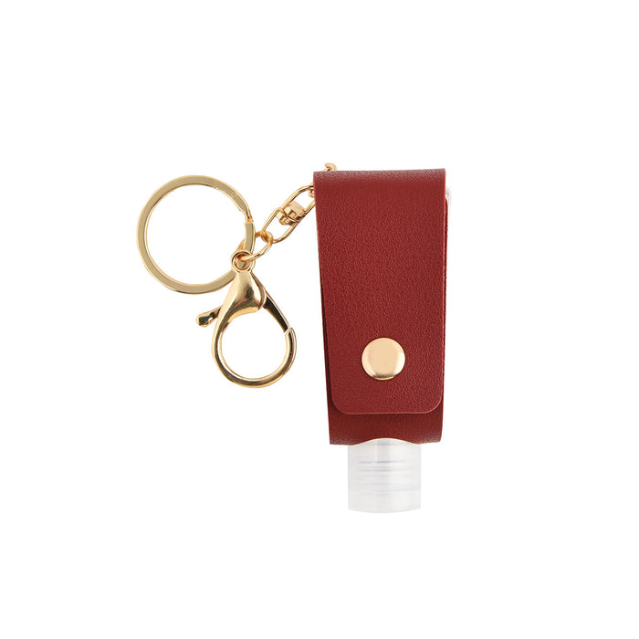 Wholesale T-shaped PU Leather Keychain Hand Sanitizer Free Leather Case Disinfection Hand Sanitizer Free Bottle Leather Case