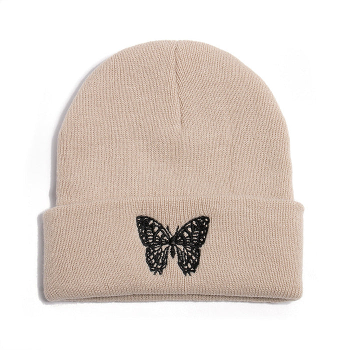 Wholesale Hat Yarn Butterfly Print Knitted Hat JDC-FH-YuanB008