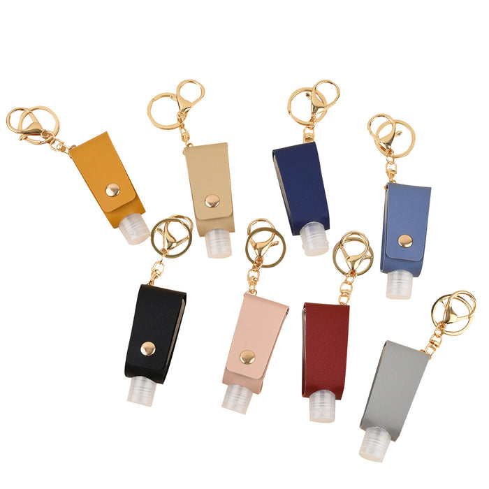 Wholesale T-shaped PU Leather Keychain Hand Sanitizer Free Leather Case Disinfection Hand Sanitizer Free Bottle Leather Case