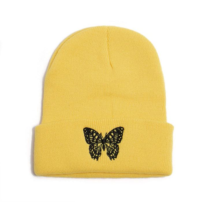 Wholesale Hat Yarn Butterfly Print Knitted Hat JDC-FH-YuanB008