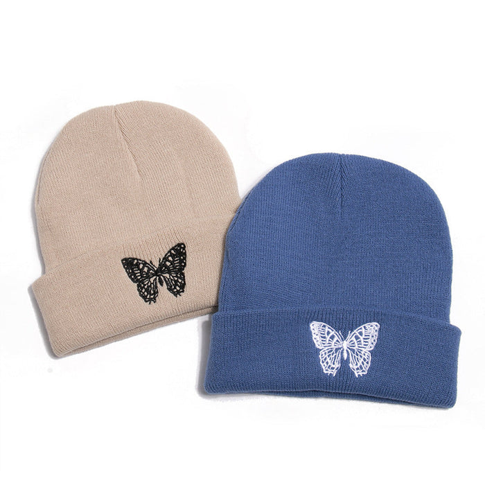 Wholesale Hat Yarn Butterfly Print Knitted Hat JDC-FH-YuanB008