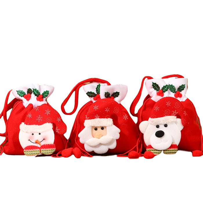 Wholesale Christmas Neck Gift Bag Happy Decal Flower Handbag Candy Bag Cartoon Children' s Handbag Apple Bag Gift Bag